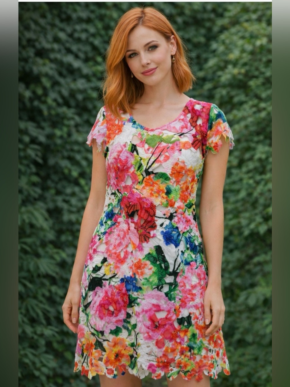 Donna Ricco Multicolor Floral Lace Sheath Dress Sz 6